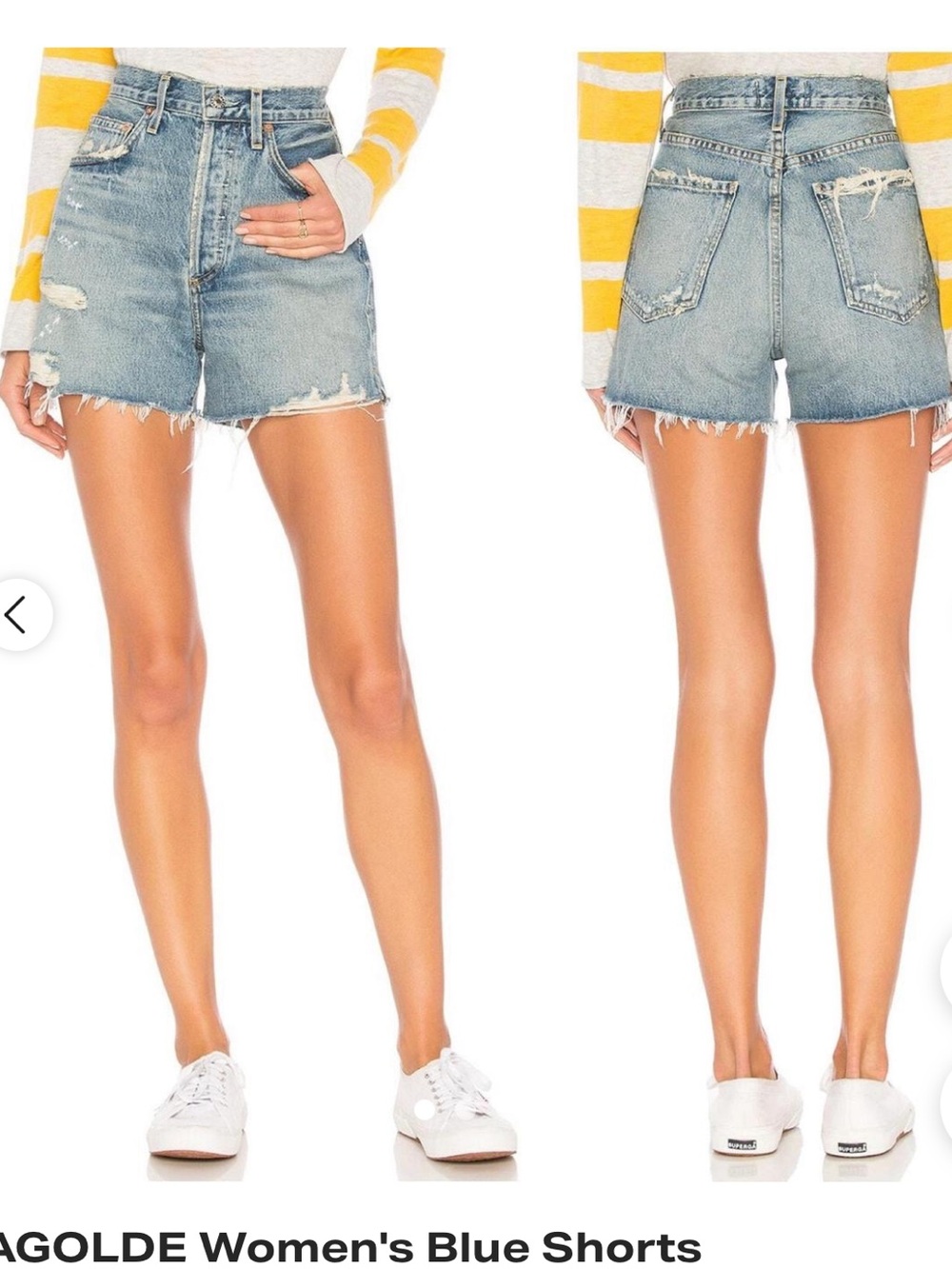 Agolde Dee Light Blue Distressed High-Rise Denim Shorts - size 25 - NWT
